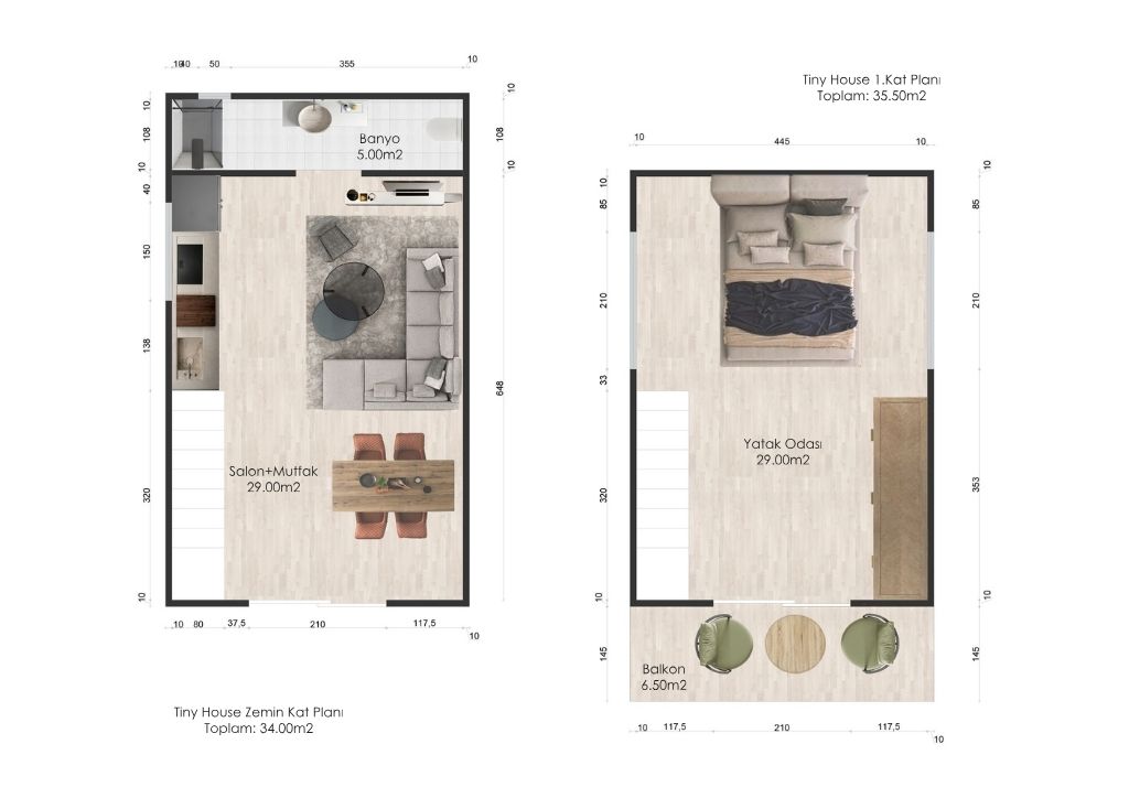 Denizli modern prefabrik ev iç dekorasyon örneği