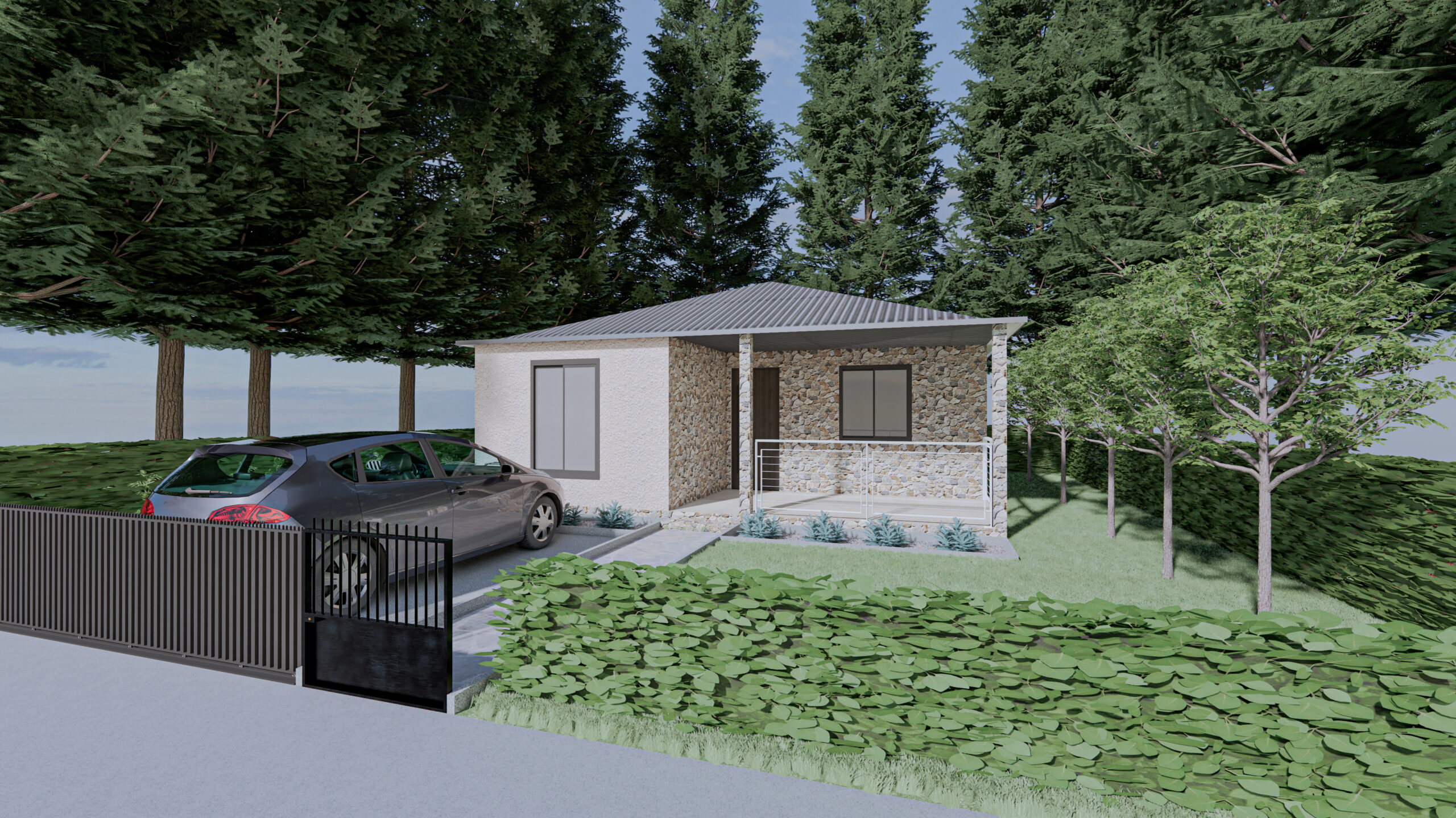 Prefabrik ev planı – zemin kat yerleşim görseli